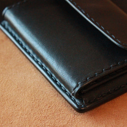 【オーダー品】黒ヌメ革のハーフウォレットとカード入れセット　二つ折り財布　カードケース 10枚目の画像