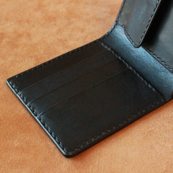 【オーダー品】黒ヌメ革のハーフウォレットとカード入れセット　二つ折り財布　カードケース 6枚目の画像
