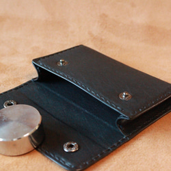 【オーダー品】黒ヌメ革のハーフウォレットとカード入れセット　二つ折り財布　カードケース 15枚目の画像