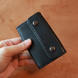 【オーダー品】黒ヌメ革のハーフウォレットとカード入れセット　二つ折り財布　カードケース 17枚目の画像