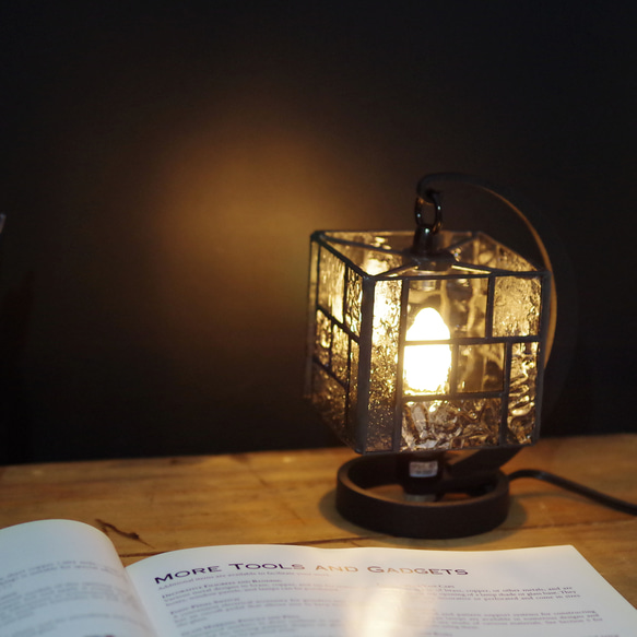 スクエアステンドグラスランプ(クリアガラス) スタンドライト