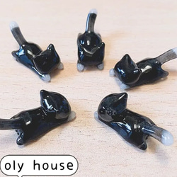 ぐで猫シリーズ プリン猫首輪@1 5匹セット レジン パーツ デコパーツ