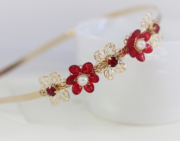 「受注生産」フラワーデザインカチューシャ（シャム） 3枚目の画像