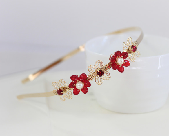 「受注生産」フラワーデザインカチューシャ（シャム） 1枚目の画像