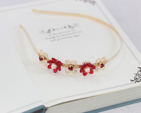 「受注生産」フラワーデザインカチューシャ（シャム） 2枚目の画像