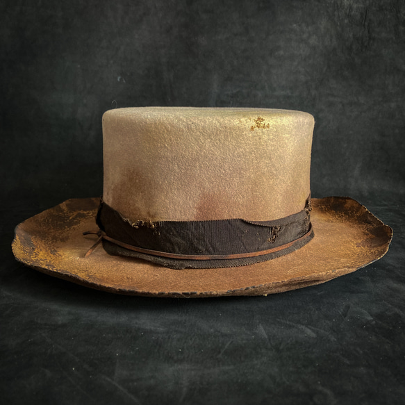 【triangles hat 】Bitter brown dyed flat hat 9枚目の画像