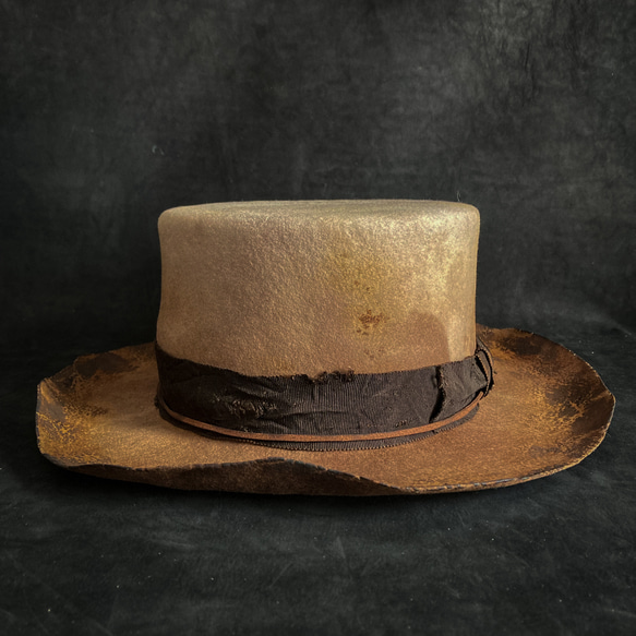 【triangles hat 】Bitter brown dyed flat hat 2枚目の画像