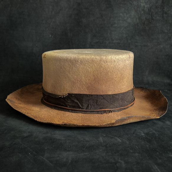 【triangles hat 】Bitter brown dyed flat hat 7枚目の画像