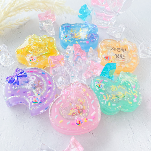 【オーダー】850円〜︴きらきらダブルシェイカーストラップ セミオーダー】名入れ☆シャーベットカラーのダブルシェイカー
