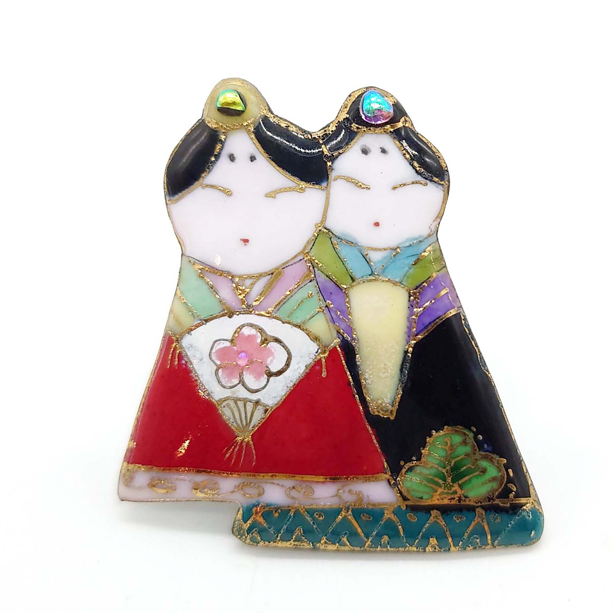 雛人形(2023A)の七宝焼ブローチ【受注制作】