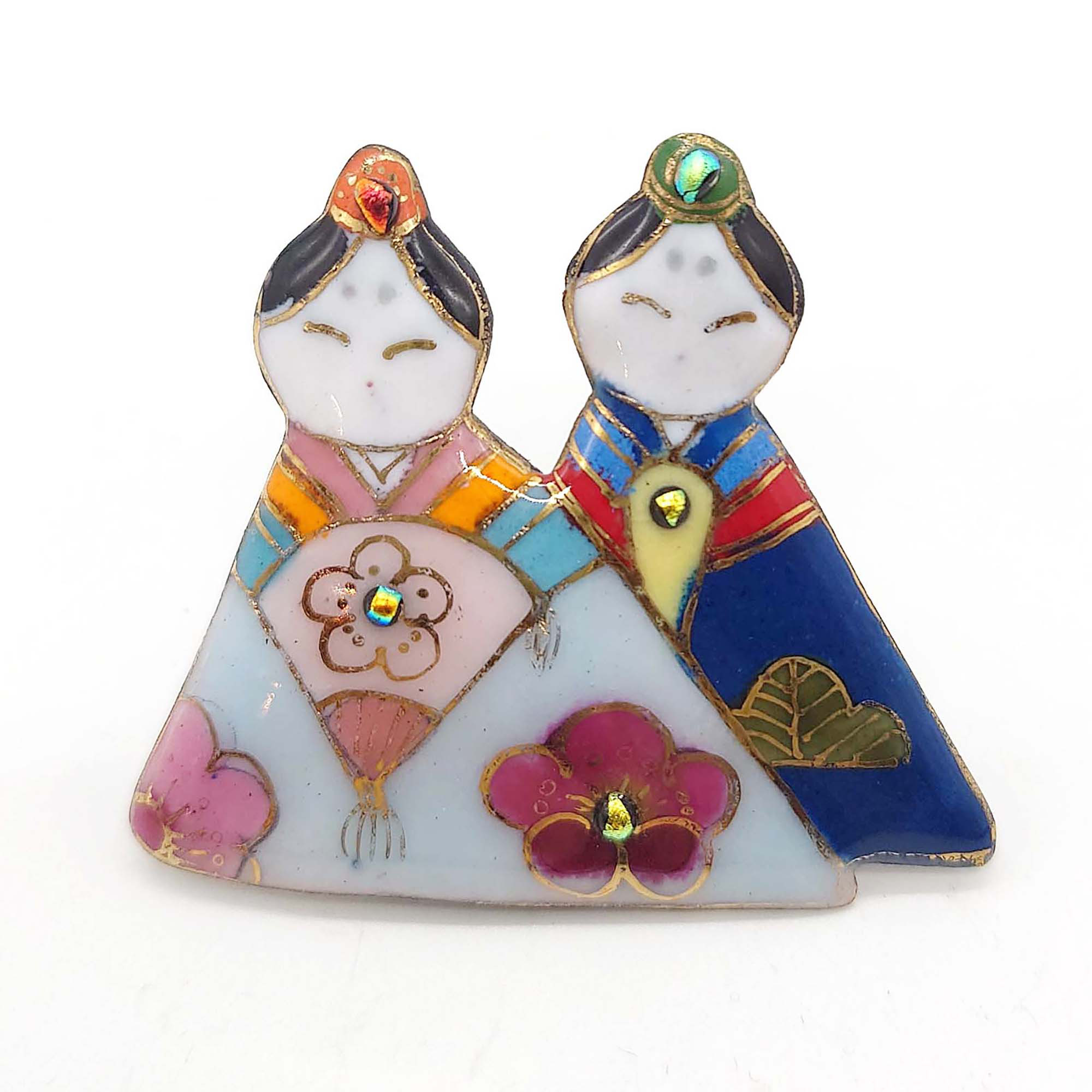 雛人形(2023B)の七宝焼ブローチ【受注制作】
