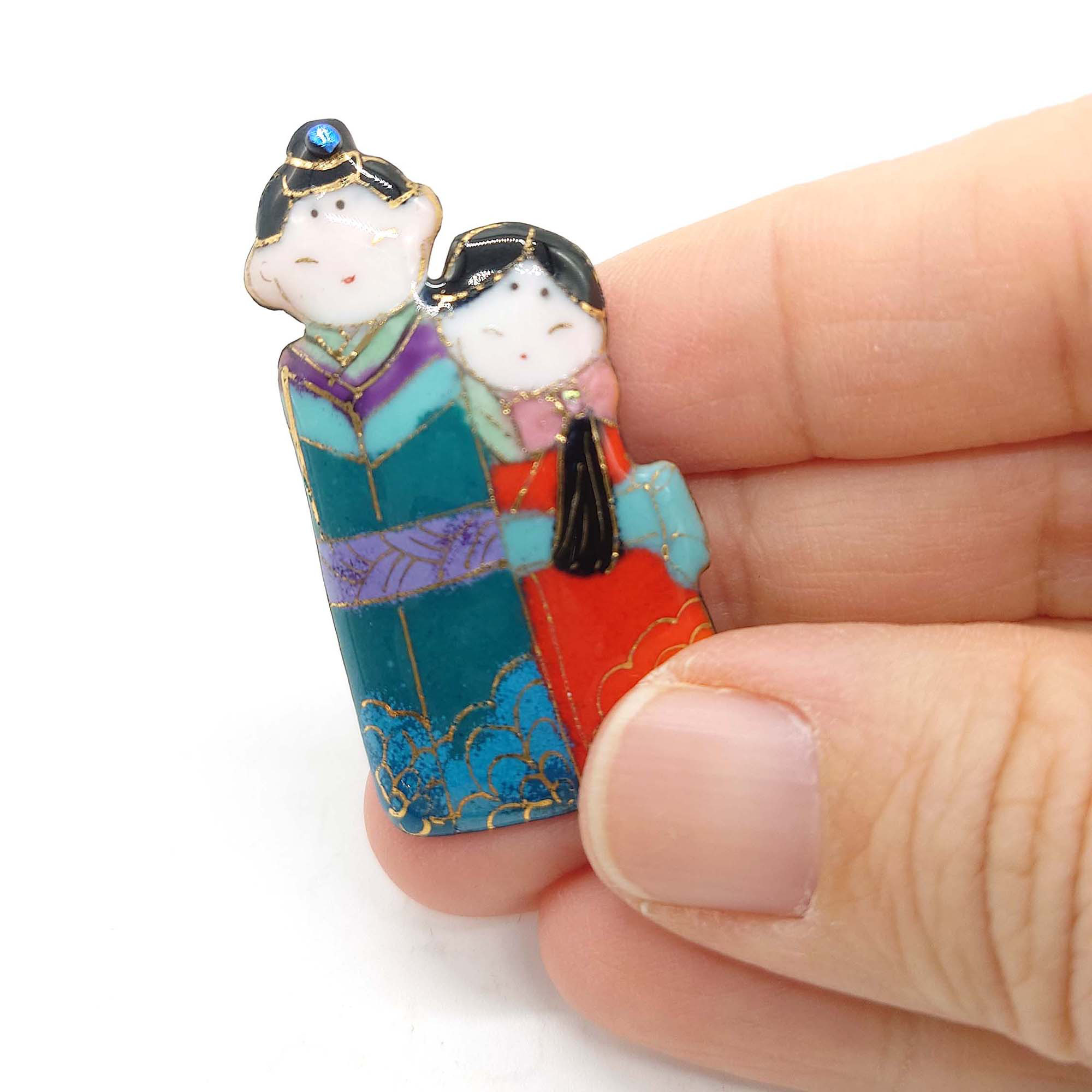 雛人形(2023F)の七宝焼ブローチ【受注制作】