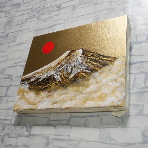 一点物 油彩画【旭日黄金富士】F3号 原画 富士山インテリア 絵画 HR