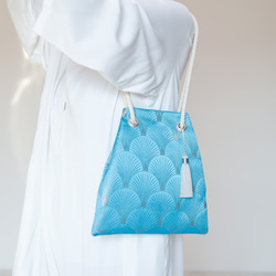 FUJIYAMA 手拿包 裝飾藝術藍色 2WAY 簡約手拿包，可肩背或斜挎 第1張的照片