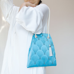 FUJIYAMA 手拿包 裝飾藝術藍色 2WAY 簡約手拿包，可肩背或斜挎 第2張的照片