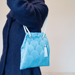 FUJIYAMA 手拿包 裝飾藝術藍色 2WAY 簡約手拿包，可肩背或斜挎 第4張的照片