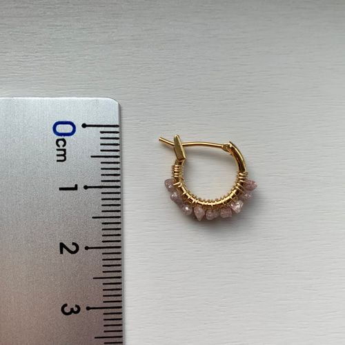 極小✨ ピンクダイヤモンド 原石 フープピアス k16gp ピアス
