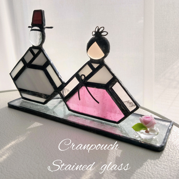 お雛様 C20-2 韓国風 お花付【ステンドグラス】ガラス 桃の節句