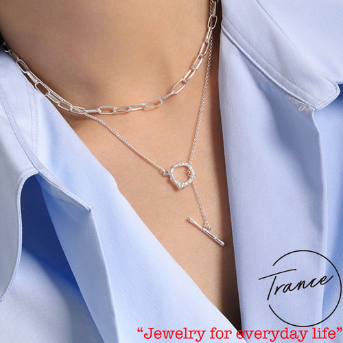 SILVER925-46 (シルバーカラー）ネックレス シルバ−925 調整可能 巾着  