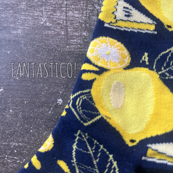 レモン柄ユニセックス靴下❤️スケーターソックス グラフィックポップアート プレゼントプチギフト 北欧デザイン刺繍果物檸檬 4枚目の画像