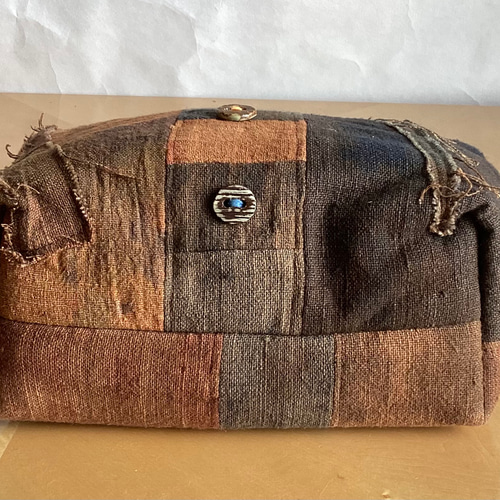 ランダム染めの柿渋染めパッチワークバック (2) トートバッグ ひだまり