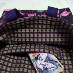 フラミンゴ柄ジャガード織トートバッグ 4枚目の画像