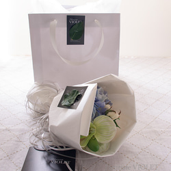 【ブーケ アレンジメント】　クリームホワイトのローズとマムのエレガントなアートフラワーブーケ　インテリア  造花　花束 7枚目の画像