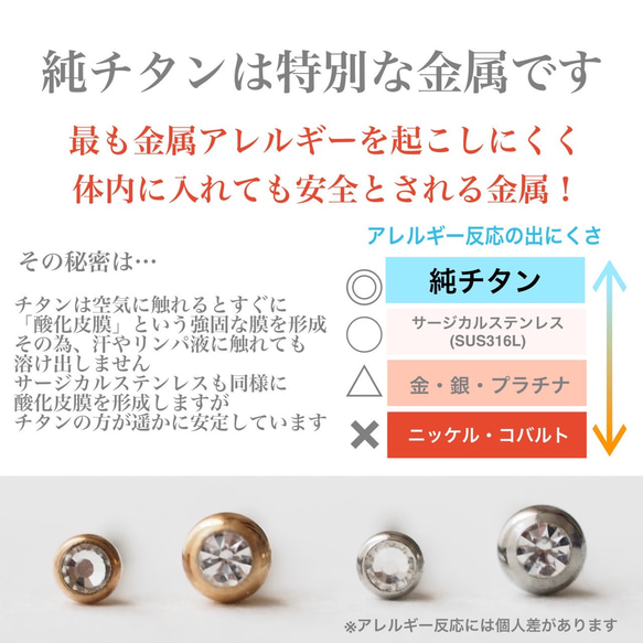 スワロフスキー誕生石 セカンドピアス 3ｍｍ 純チタン 太軸 【6-2】 金属アレルギー ピアス 軸太 BlueHill 15枚目の画像