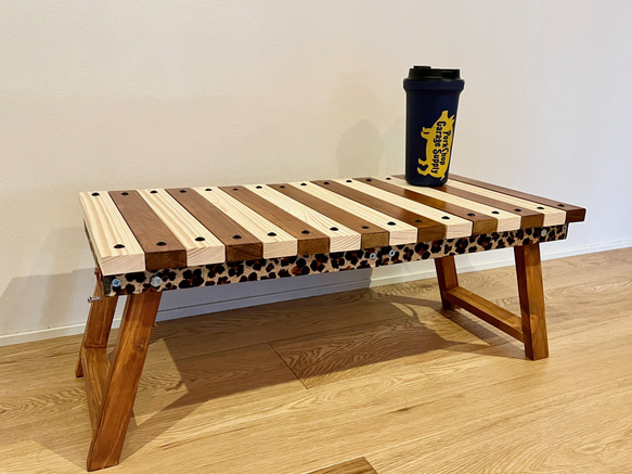 折り畳みローテーブル　アニマルシリーズ（ヒョウ柄）60㎝×30㎝×25㎝ 11枚目の画像