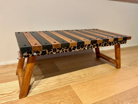 折り畳みローテーブル　アニマルシリーズ（ヒョウ柄）60㎝×30㎝×25㎝ 13枚目の画像