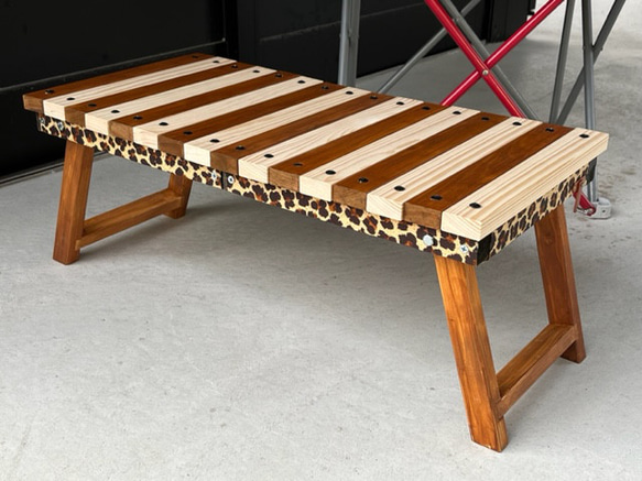 折り畳みローテーブル　アニマルシリーズ（ヒョウ柄）60㎝×30㎝×25㎝ 1枚目の画像