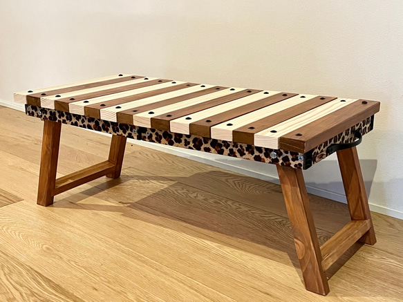 折り畳みローテーブル　アニマルシリーズ（ヒョウ柄）60㎝×30㎝×25㎝ 10枚目の画像