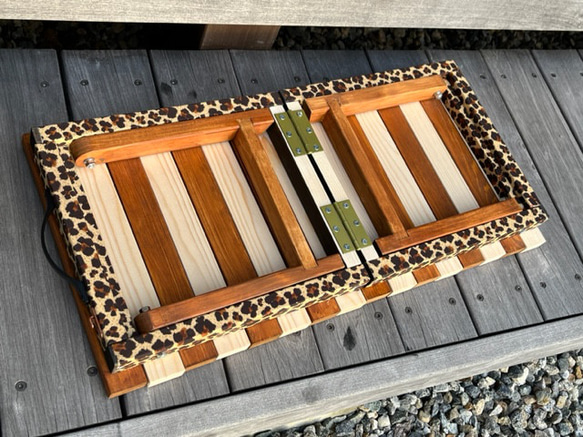 折り畳みローテーブル　アニマルシリーズ（ヒョウ柄）60㎝×30㎝×25㎝ 4枚目の画像