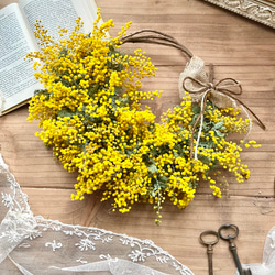 再販♡ミモザリース ⭐︎ ハーフムーン ⭐︎ ドライフラワー ドライ