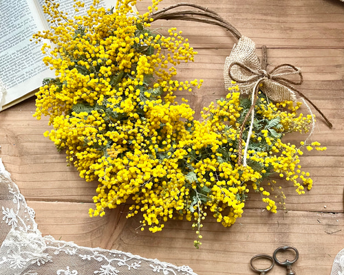 再販♡ミモザリース ⭐︎ ハーフムーン ⭐︎ ドライフラワー ドライ