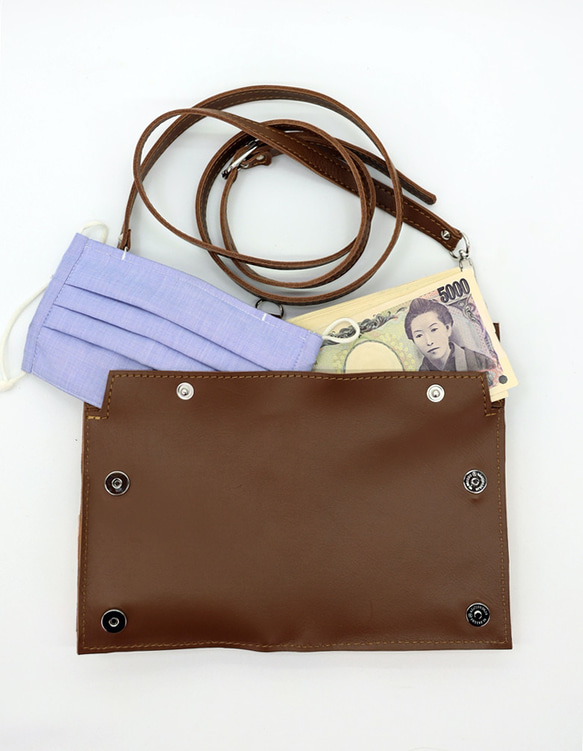 スマホ財布ショルダーバッグ(ナチュラル/ブラウン) 2枚目の画像