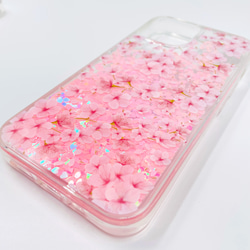 『満開の桜』iPhoneケース♪グリッターケース 春 お花見 スマホケース iPhone15 花柄 サクラ 6枚目の画像