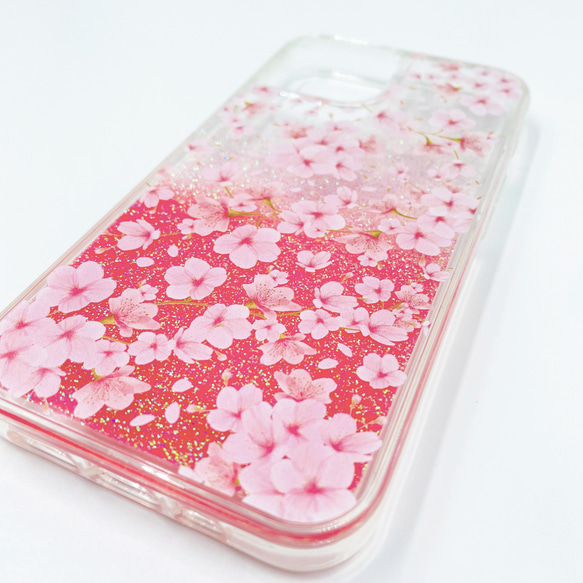 『満開の桜』iPhoneケース♪グリッターケース 春 お花見 スマホケース iPhone15 花柄 サクラ 8枚目の画像