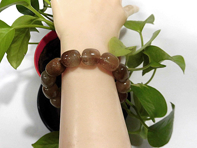 天然石 太鼓型 ルチルクォーツ(多彩針) ブレスレット 内周19.5cm　　230908319