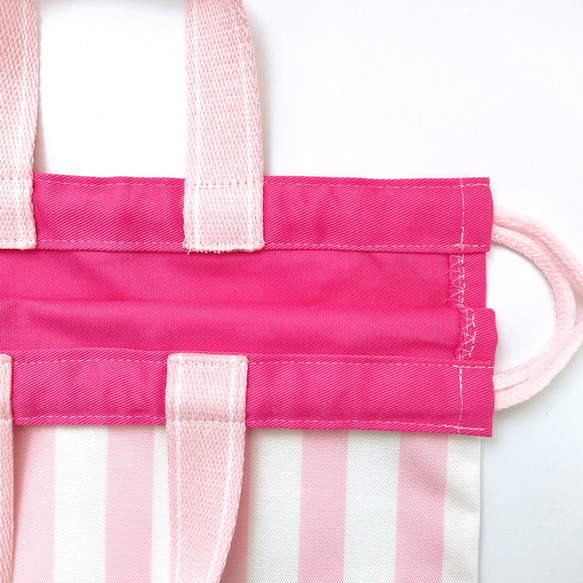 ピンクストライプ体育着袋♡お着替え袋/ピンク 6枚目の画像