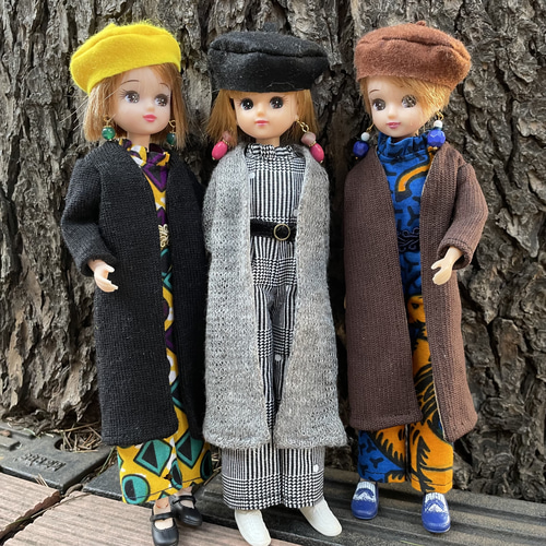 L23008リカちゃん ブライス ハンドメイド 服 チェック ドット