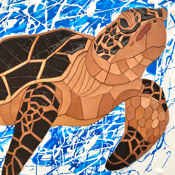 ■送料無料■ Leather  Picture  -  Sea turtle  - 1枚目の画像