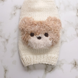 《tsurumokuiga様専用》くまちゃんセーター 手編み 犬服 1枚目の画像