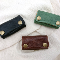 Made-to-order [Leather key case, black] Nibrick leather lid leat 第5張的照片