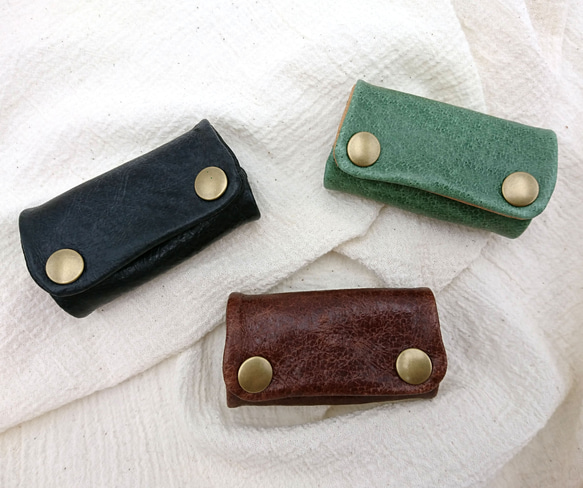 Made-to-order [Leather key case, black] Nibrick leather lid leat 第5張的照片