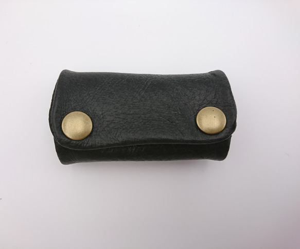 Made-to-order [Leather key case, black] Nibrick leather lid leat 第2張的照片