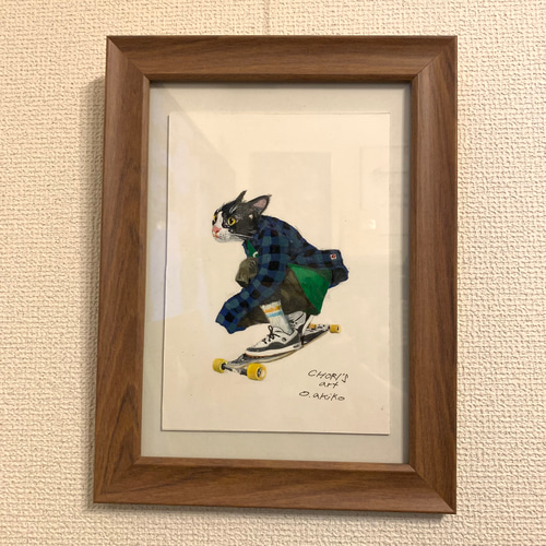 絵画作品 原画 アクリル画 【パドック】 桜と月を見上げる少年と犬【アクリル画】原画・イラスト 30×30