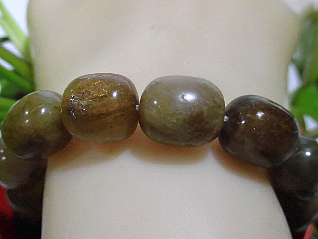 天然石 太鼓型 ルチルクォーツ(多彩針) ブレスレット 内周16.3cm　　230908322