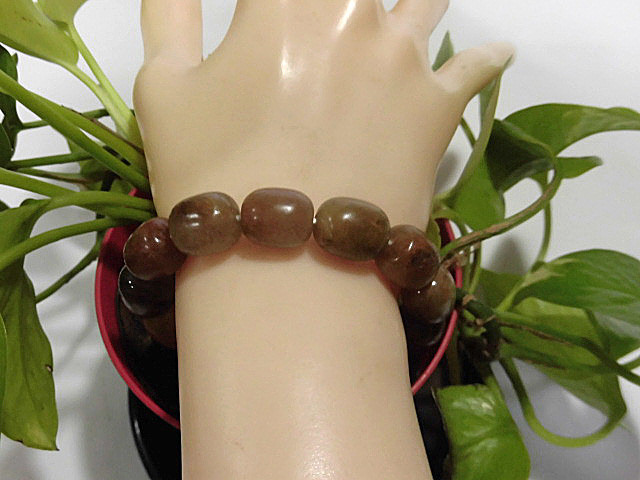 天然石 太鼓型 ルチルクォーツ(多彩針) ブレスレット 内周16.3cm　　230908322