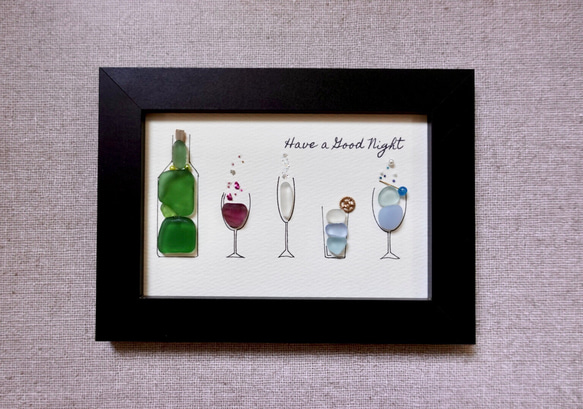 シーグラスアート「ワイン」 絵画 kanny-mac 通販｜Creema(クリーマ  